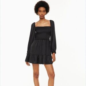 Aritzia Tempest Mini Dress Black Satin NWT Sz Sm